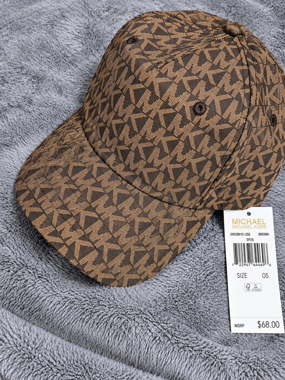Michael Kors Brown Monogram Canvas Baseball Cap